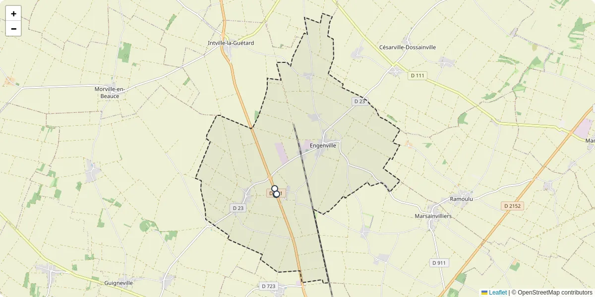 Carte du réseau de transport en commun à Engenville - lignes de bus et arrêts