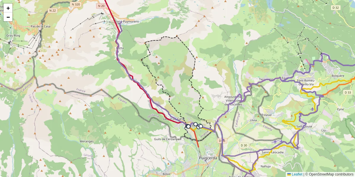 Carte du réseau de transport en commun à Enveitg - lignes de bus et arrêts