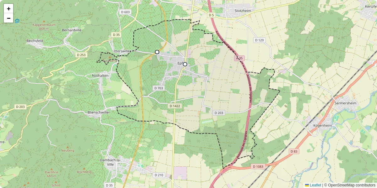 Carte du réseau de transport en commun à Epfig - lignes de bus et arrêts