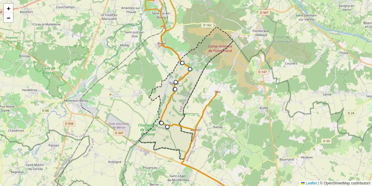 Carte du réseau de transport en commun à Épieds - lignes de bus et arrêts