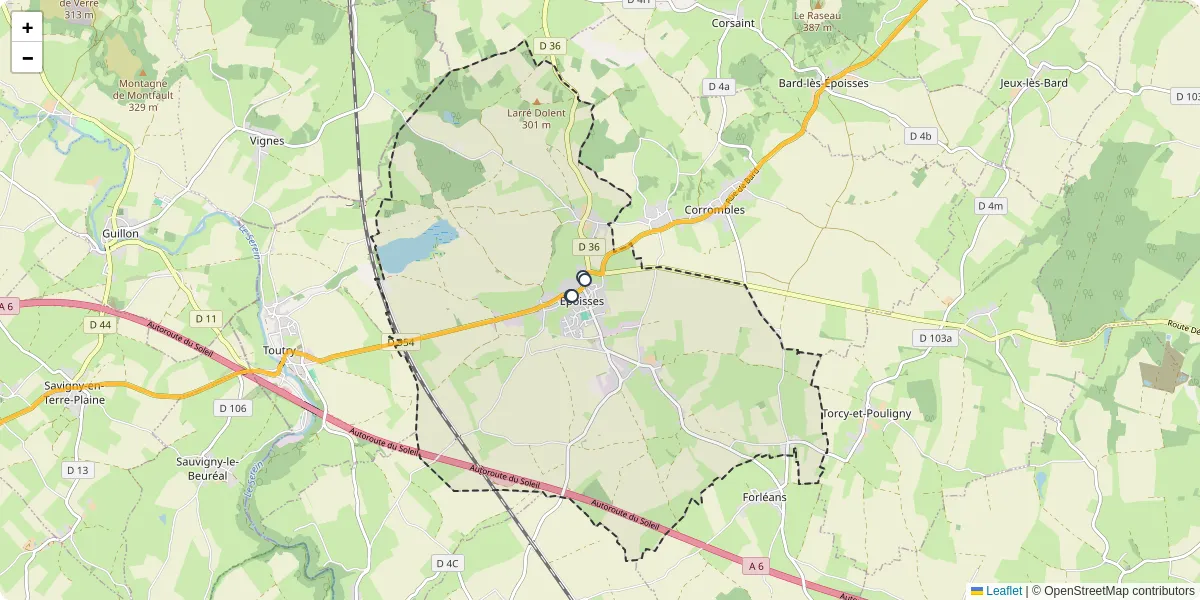 Carte du réseau de transport en commun à Époisses - lignes de bus et arrêts