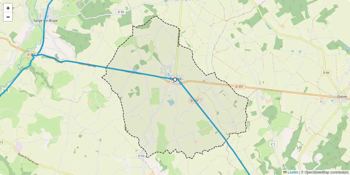 Carte du réseau de transport en commun à Épuisay - lignes de bus et arrêts