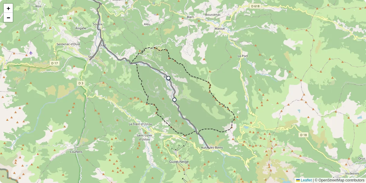 Carte du réseau de transport en commun à Ercé - lignes de bus et arrêts