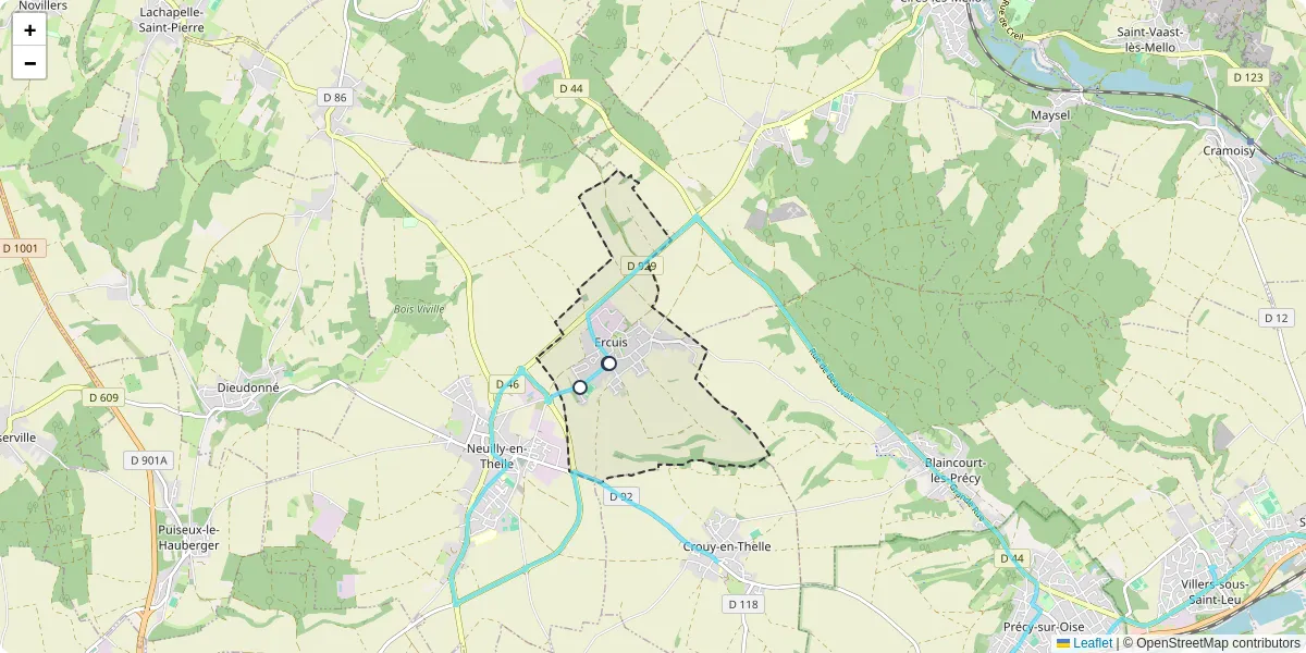 Carte du réseau de transport en commun à Ercuis - lignes de bus et arrêts