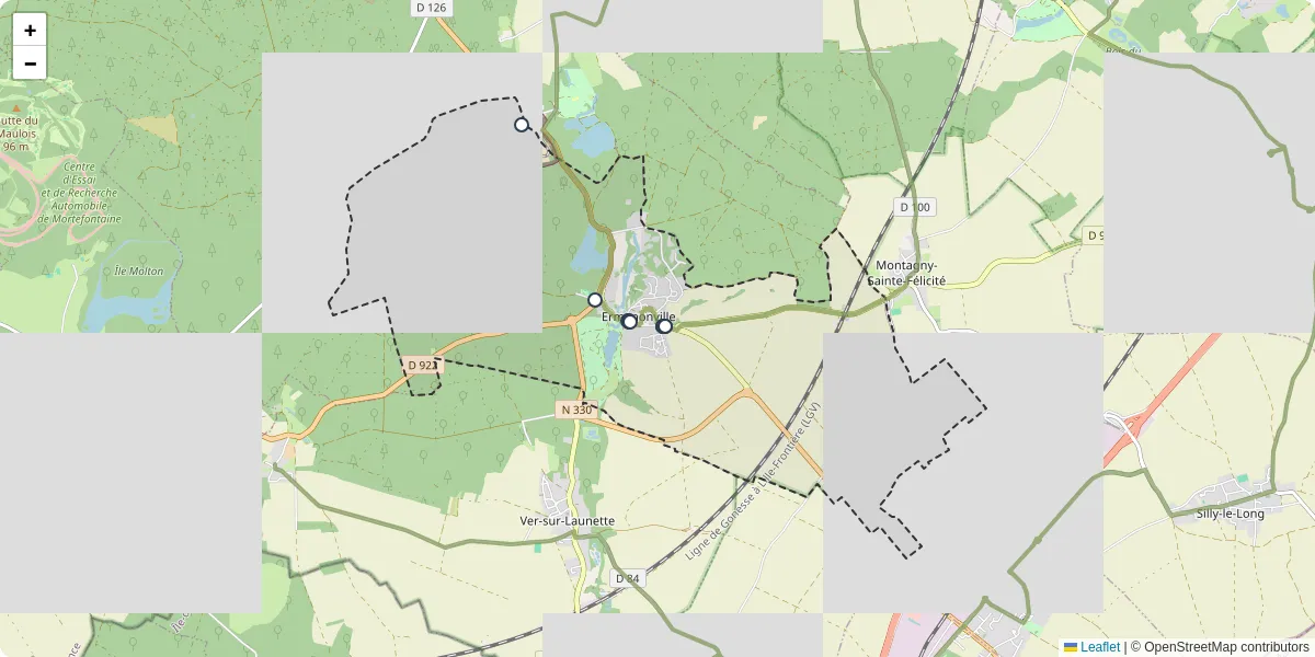 Carte du réseau de transport en commun à Ermenonville - lignes de bus et arrêts