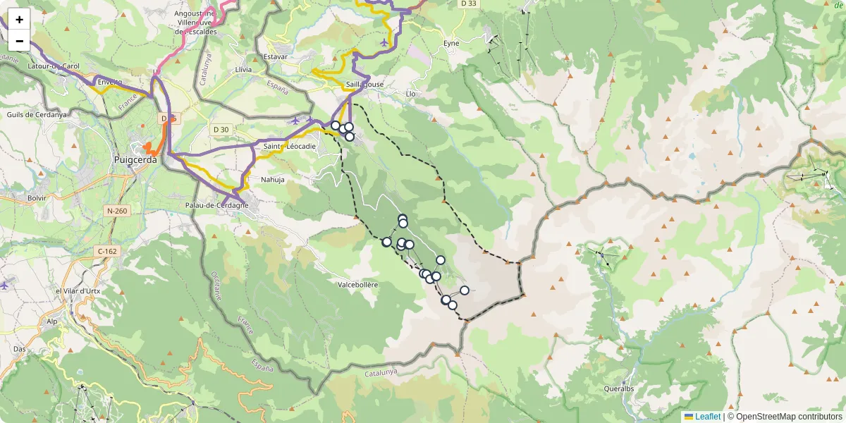 Carte du réseau de transport en commun à Err - lignes de bus et arrêts