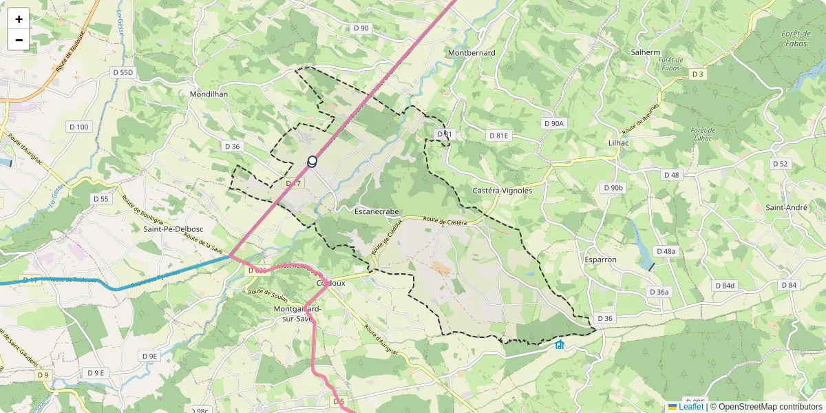 Carte du réseau de transport en commun à Escanecrabe - lignes de bus et arrêts