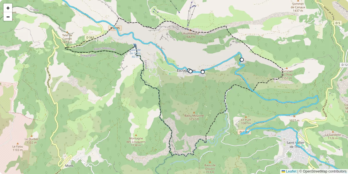 Carte du réseau de transport en commun à Escragnolles - lignes de bus et arrêts