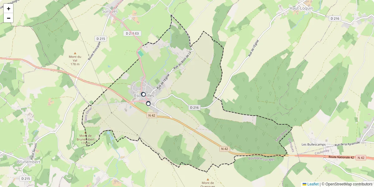 Carte du réseau de transport en commun à Escœuilles - lignes de bus et arrêts