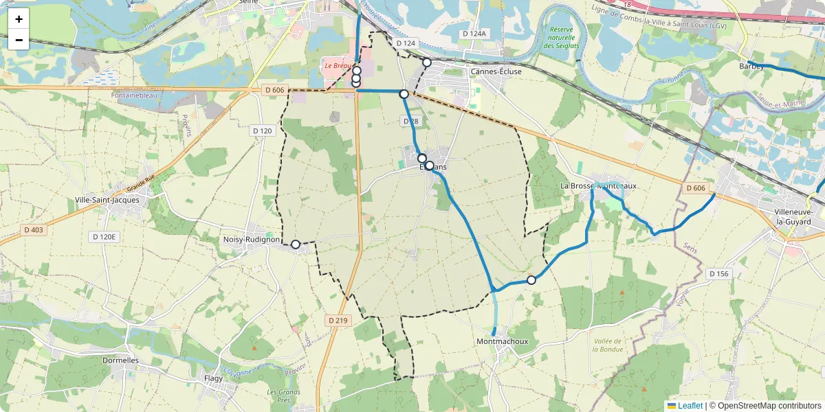 Carte du réseau de transport en commun à Esmans - lignes de bus et arrêts