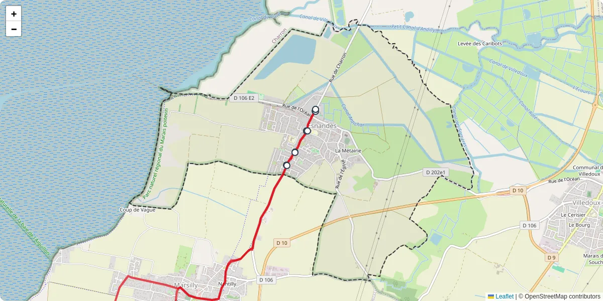 Carte du réseau de transport en commun à Esnandes - lignes de bus et arrêts
