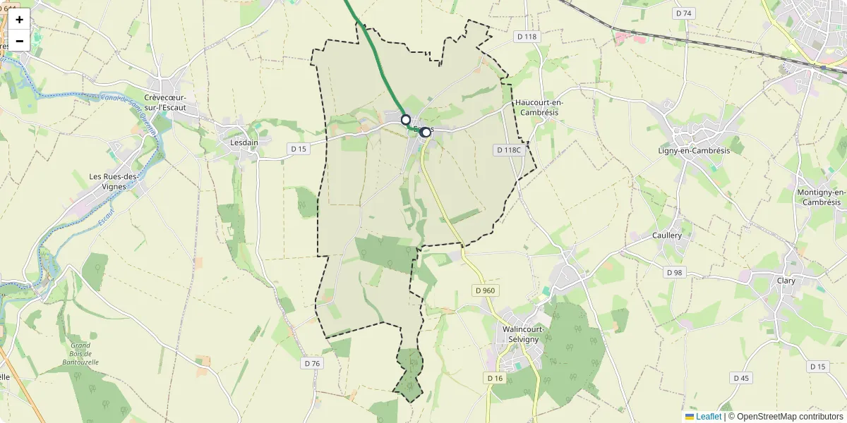 Carte du réseau de transport en commun à Esnes - lignes de bus et arrêts
