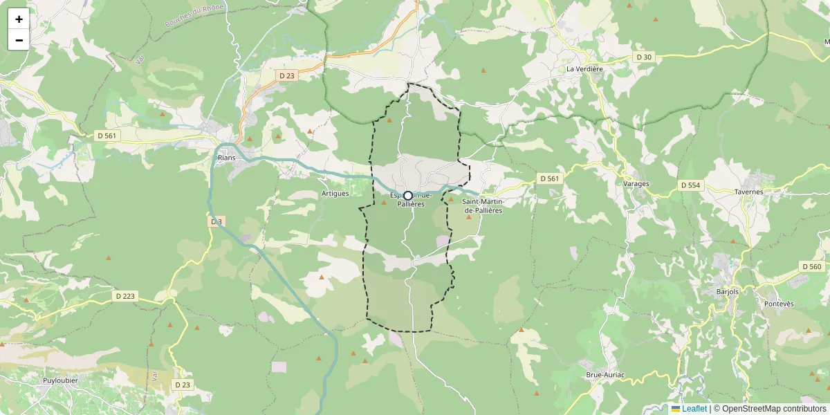 Carte du réseau de transport en commun à Esparron-de-Pallières - lignes de bus et arrêts
