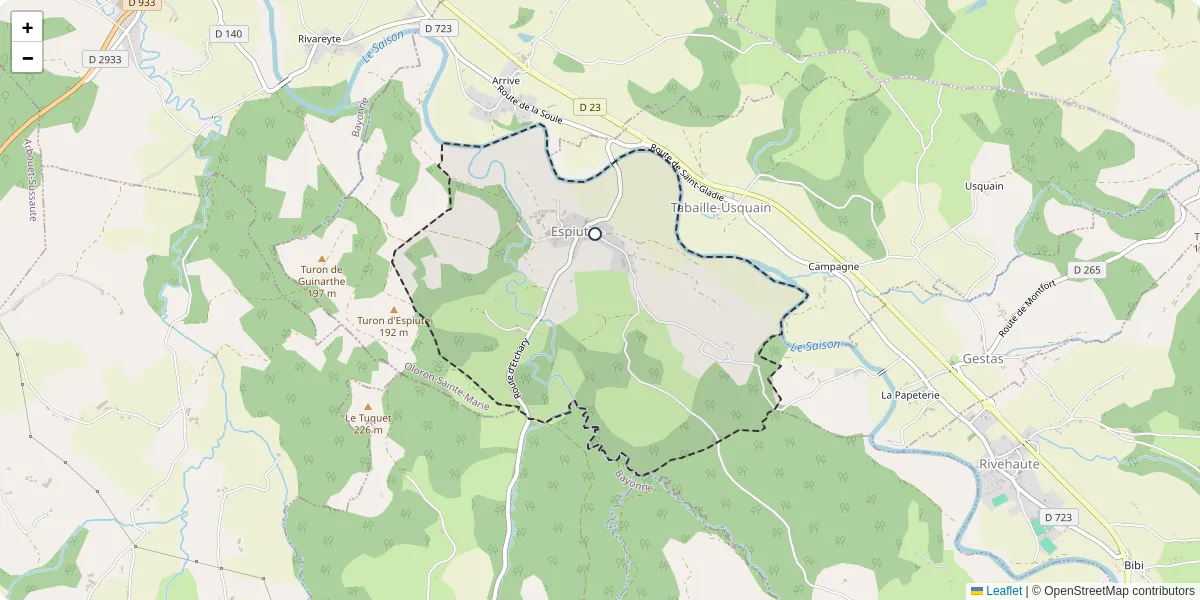 Carte du réseau de transport en commun à Espiute - lignes de bus et arrêts