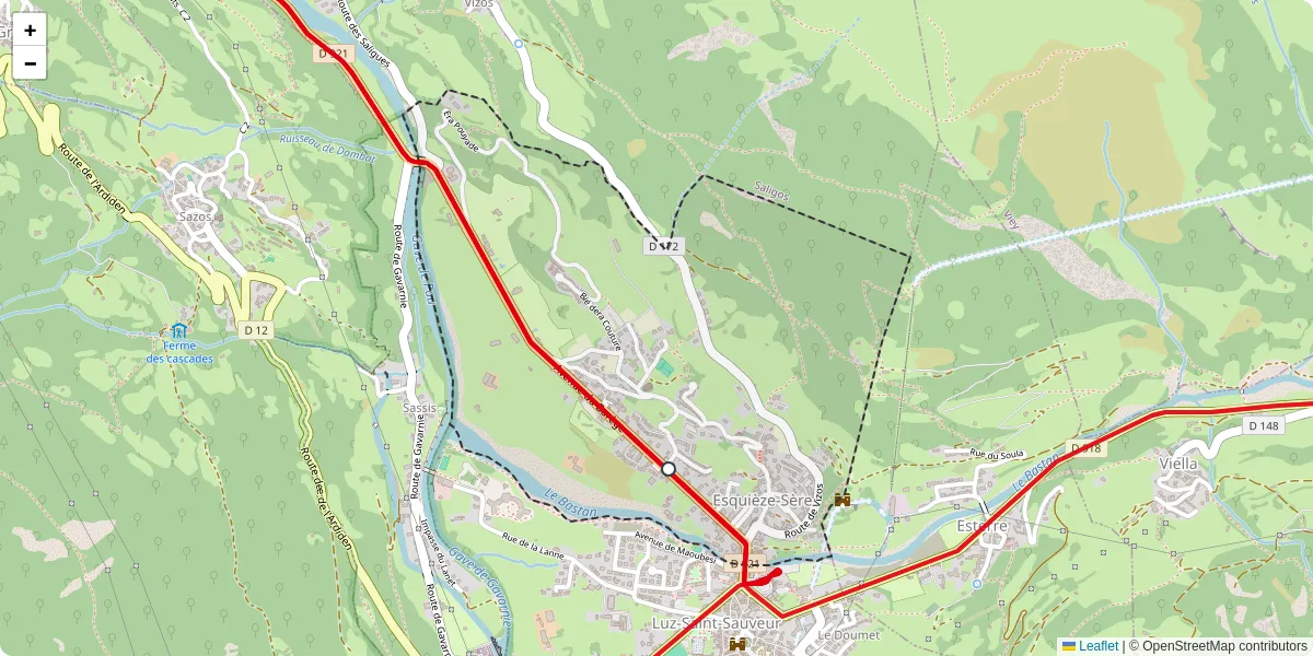 Carte du réseau de transport en commun à Esquièze-Sère - lignes de bus et arrêts