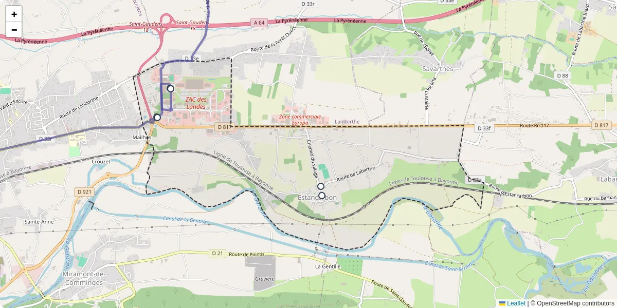 Carte du réseau de transport en commun à Estancarbon - lignes de bus et arrêts