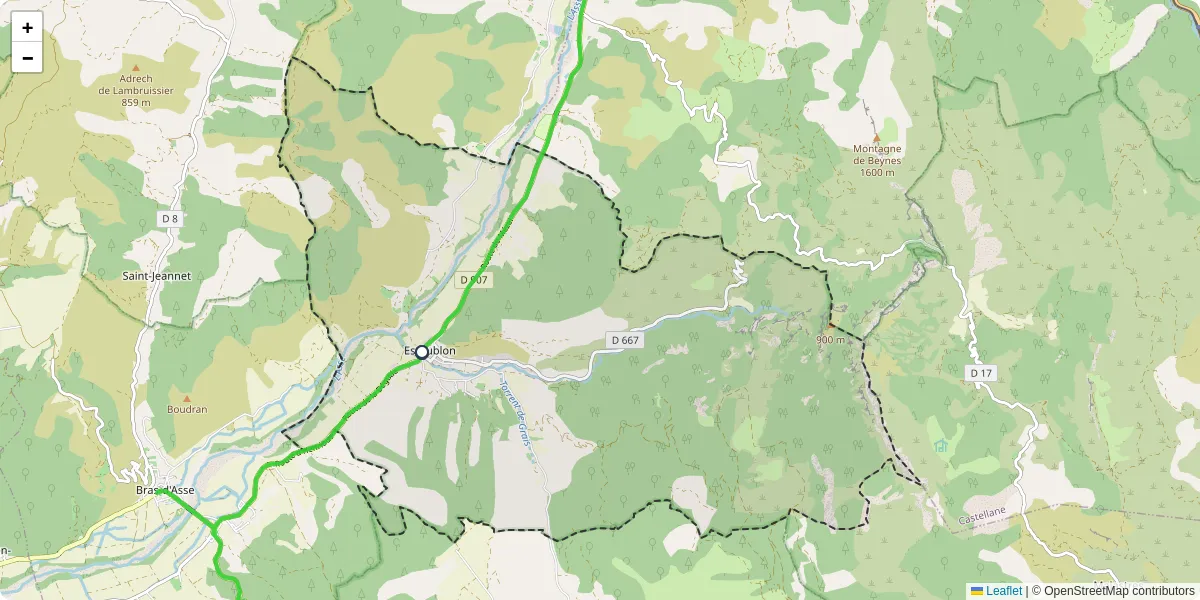 Carte du réseau de transport en commun à Estoublon - lignes de bus et arrêts