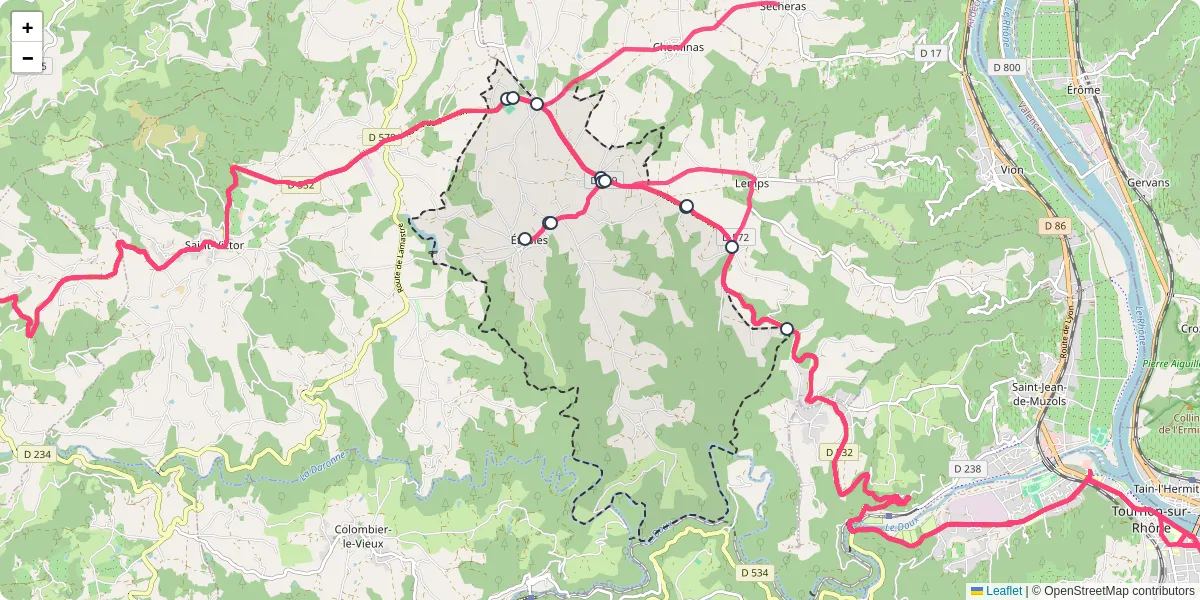 Carte du réseau de transport en commun à Étables - lignes de bus et arrêts
