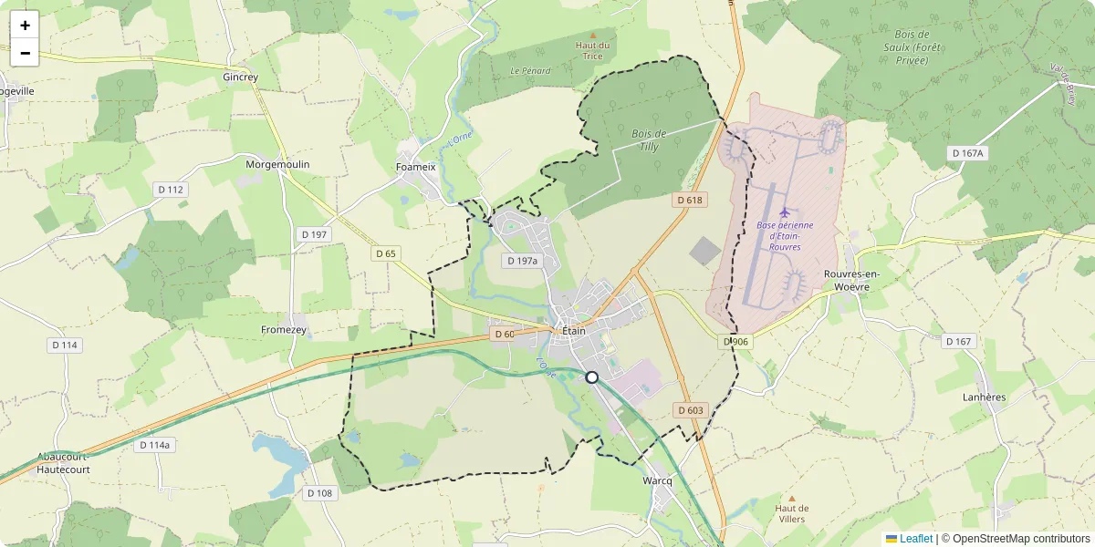 Carte du réseau de transport en commun à Étain - lignes de bus et arrêts