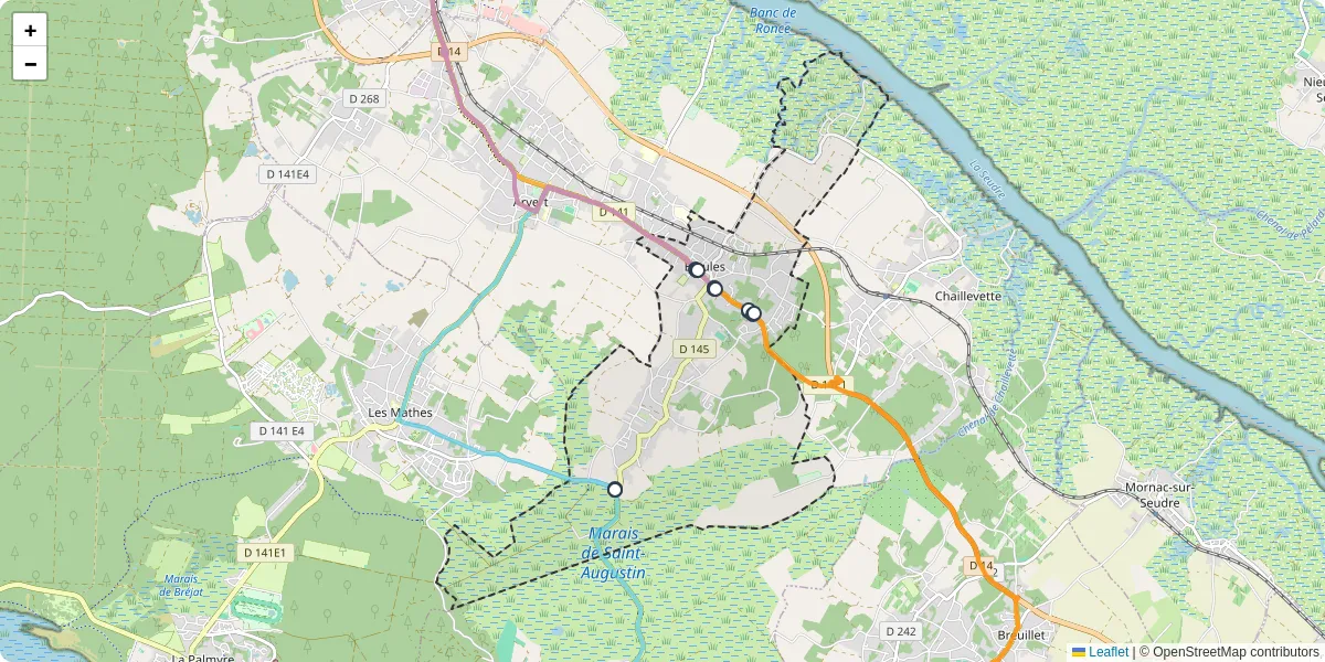 Carte du réseau de transport en commun à Étaules - lignes de bus et arrêts