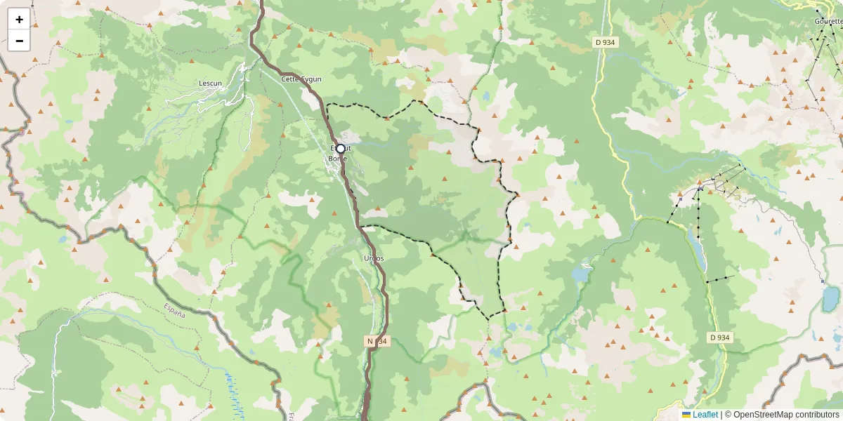 Carte du réseau de transport en commun à Etsaut - lignes de bus et arrêts
