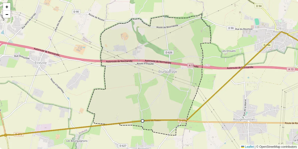 Carte du réseau de transport en commun à Éturqueraye - lignes de bus et arrêts