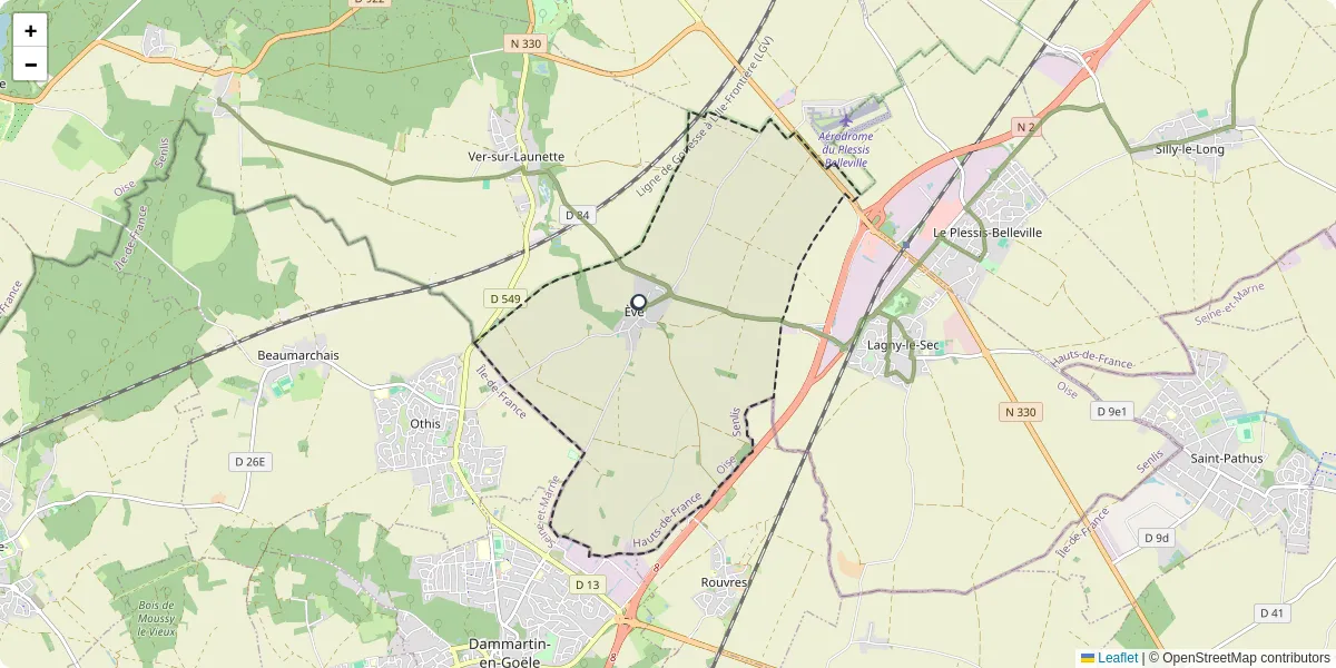 Carte du réseau de transport en commun à Ève - lignes de bus et arrêts