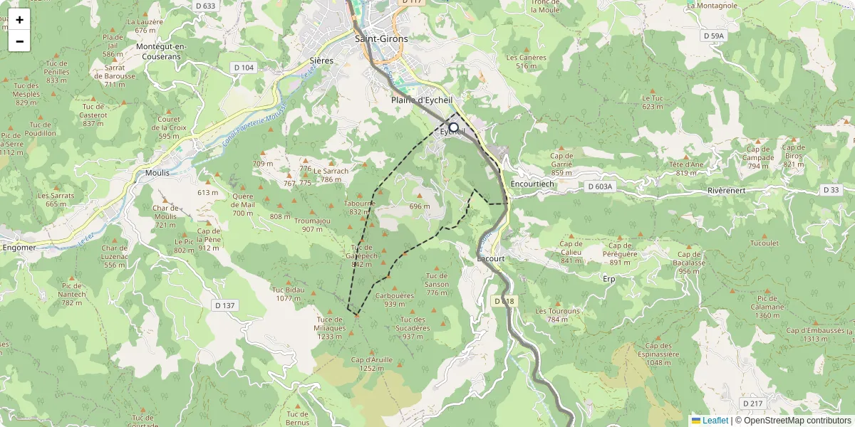 Carte du réseau de transport en commun à Eycheil - lignes de bus et arrêts