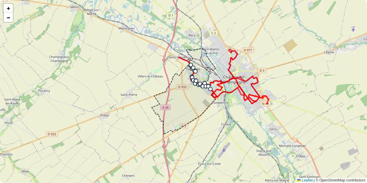 Carte du réseau de transport en commun à Fagnières - lignes de bus et arrêts