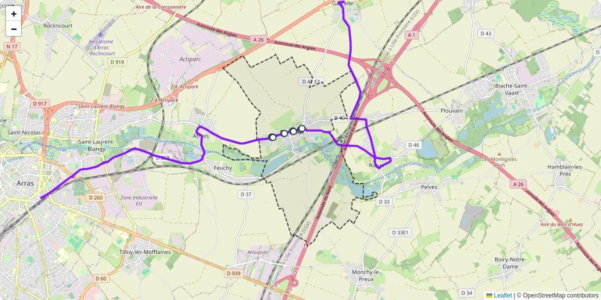 Carte du réseau de transport en commun à Fampoux - lignes de bus et arrêts