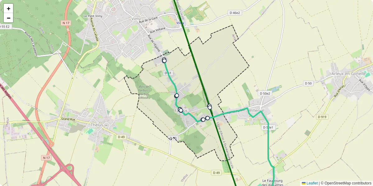 Carte du réseau de transport en commun à Farbus - lignes de bus et arrêts