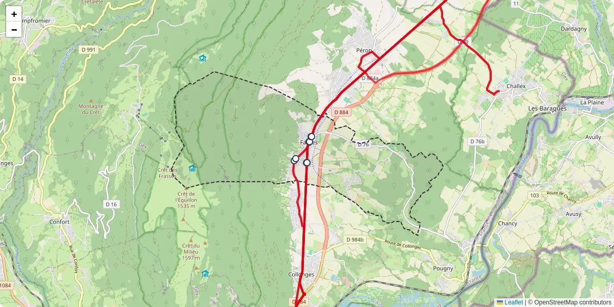 Carte du réseau de transport en commun à Farges - lignes de bus et arrêts