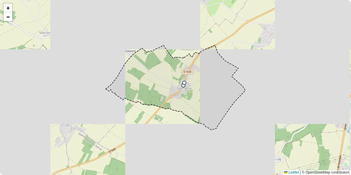 Carte du réseau de transport en commun à Favrieux - lignes de bus et arrêts