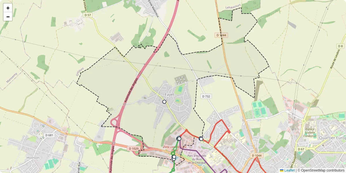 Carte du réseau de transport en commun à Fayet - lignes de bus et arrêts
