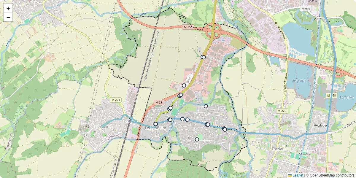 Carte du réseau de transport en commun à Fegersheim - lignes de bus et arrêts