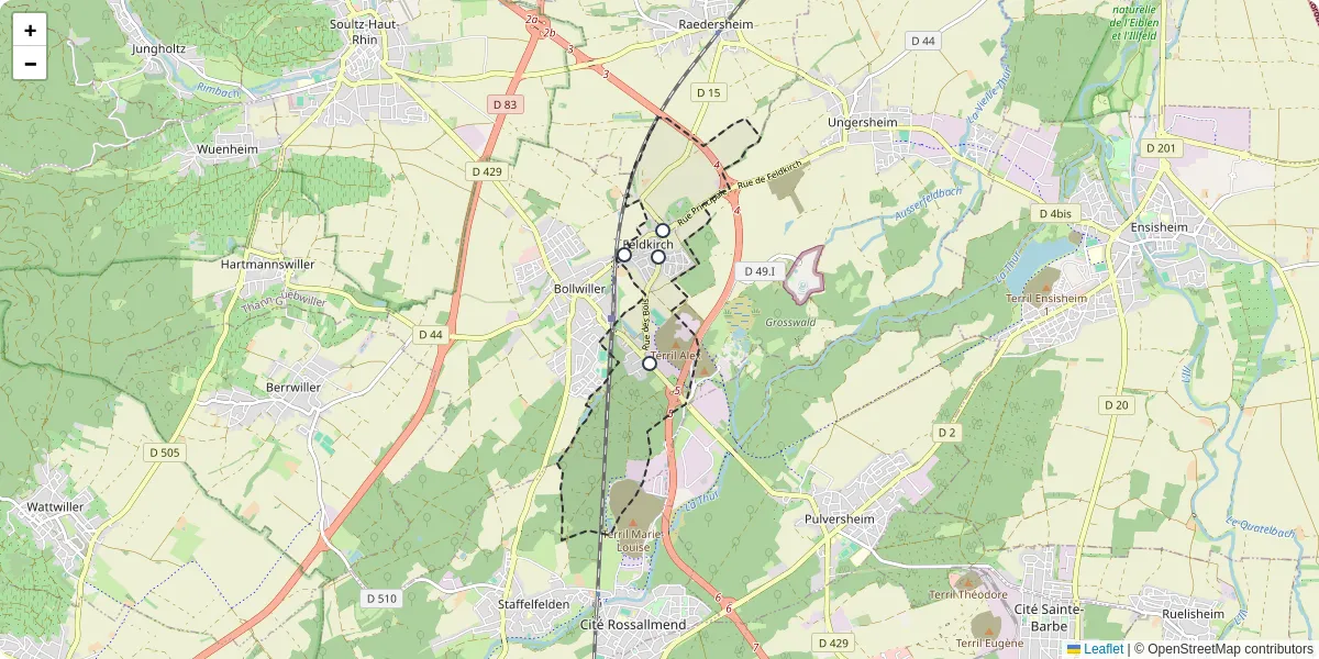 Carte du réseau de transport en commun à Feldkirch - lignes de bus et arrêts