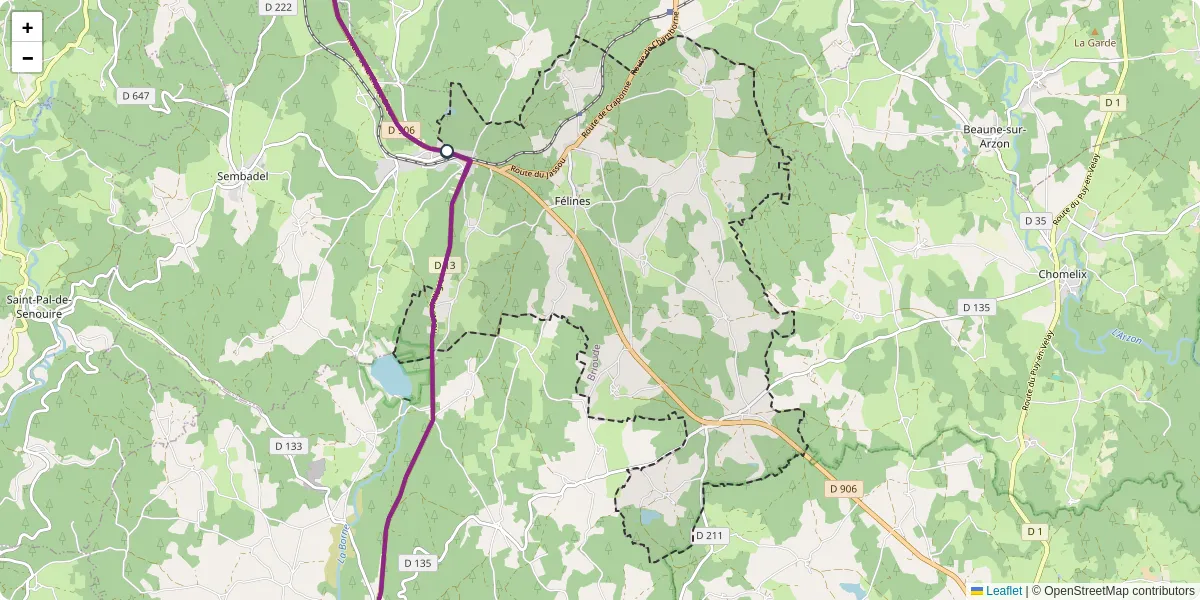 Carte du réseau de transport en commun à Félines - lignes de bus et arrêts