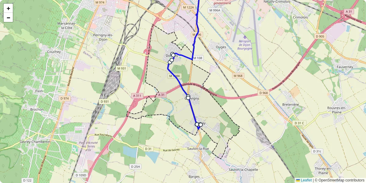 Carte du réseau de transport en commun à Fénay - lignes de bus et arrêts
