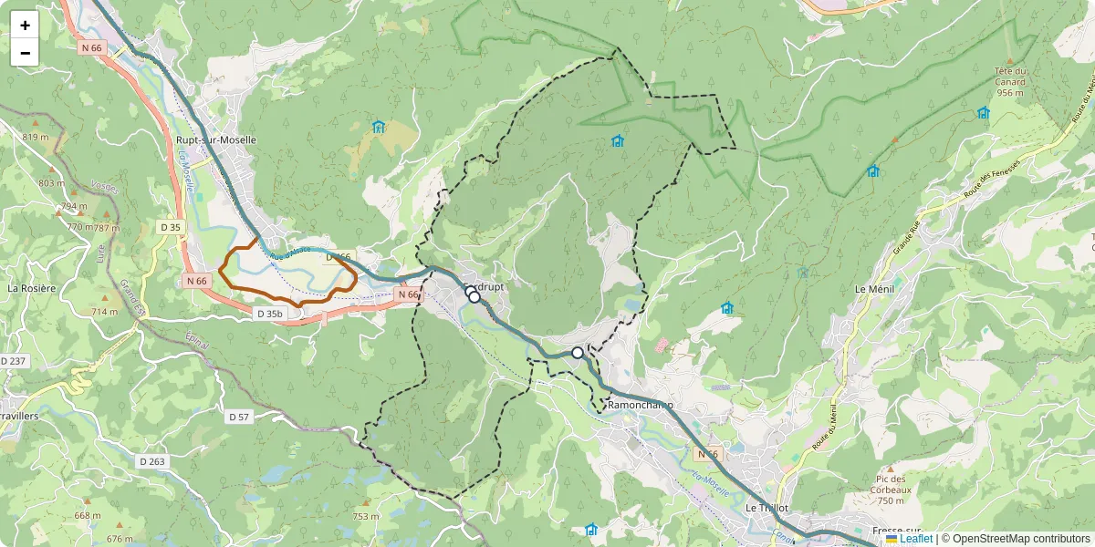 Carte du réseau de transport en commun à Ferdrupt - lignes de bus et arrêts