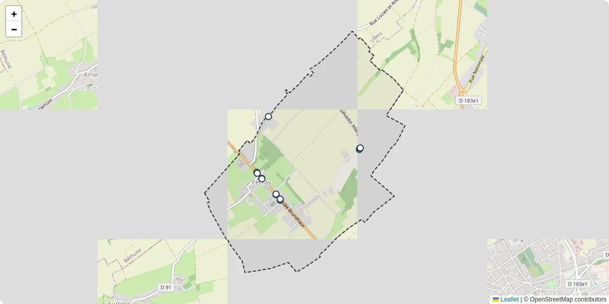 Carte du réseau de transport en commun à Ferfay - lignes de bus et arrêts