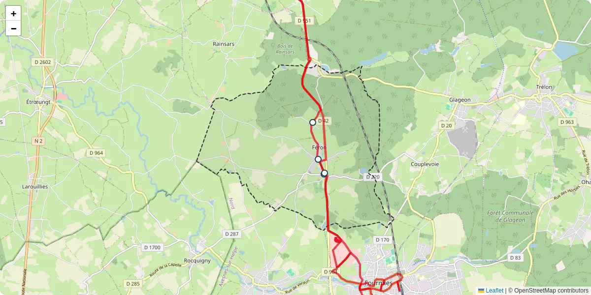 Carte du réseau de transport en commun à Féron - lignes de bus et arrêts