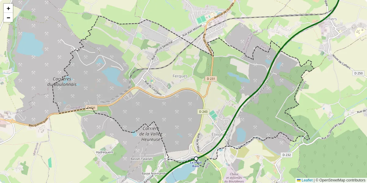 Carte du réseau de transport en commun à Ferques - lignes de bus et arrêts