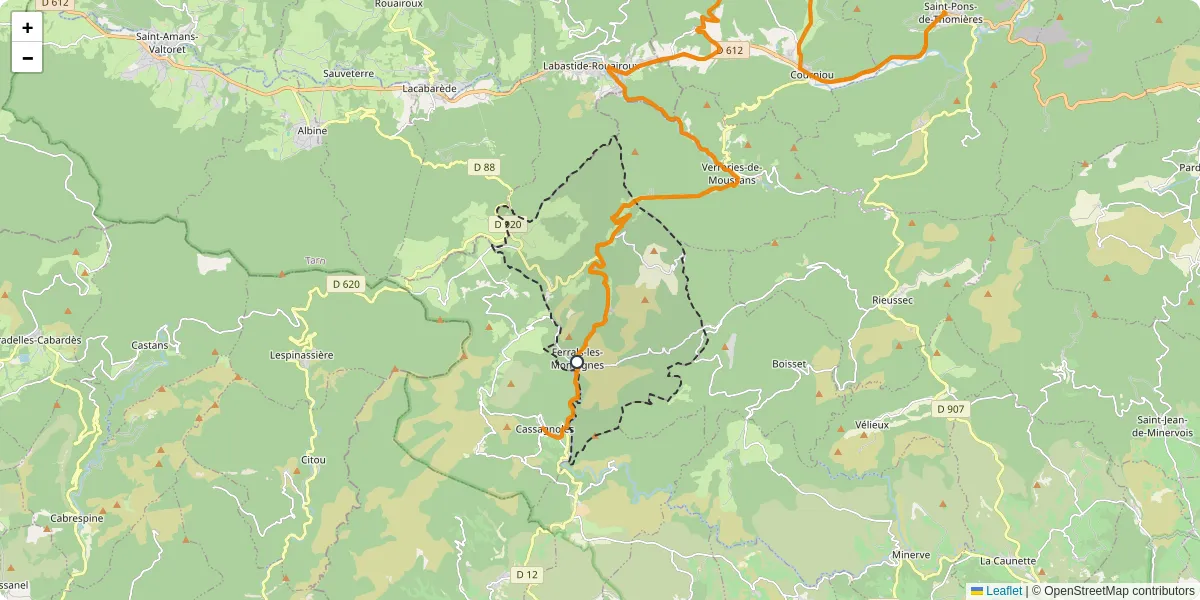 Carte du réseau de transport en commun à Ferrals-les-Montagnes - lignes de bus et arrêts