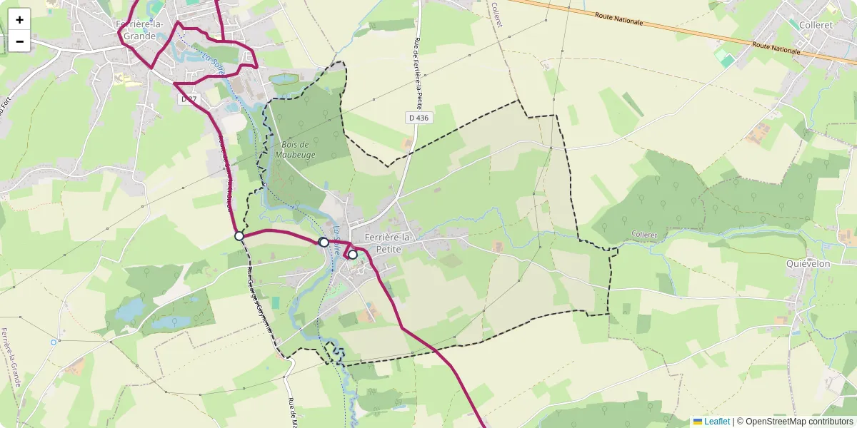 Carte du réseau de transport en commun à Ferrière-la-Petite - lignes de bus et arrêts