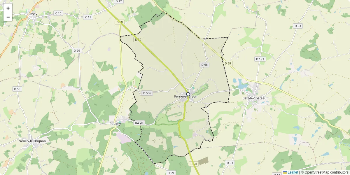 Carte du réseau de transport en commun à Ferrière-Larçon - lignes de bus et arrêts