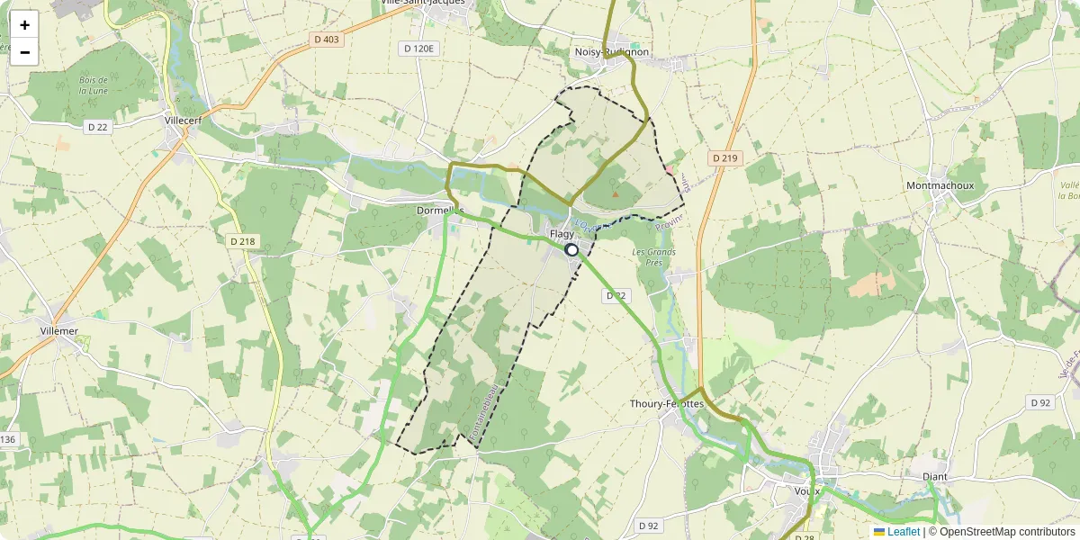 Carte du réseau de transport en commun à Flagy - lignes de bus et arrêts