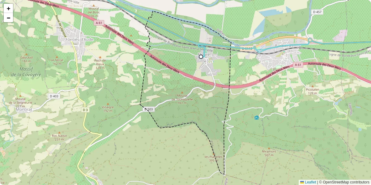 Carte du réseau de transport en commun à Floure - lignes de bus et arrêts