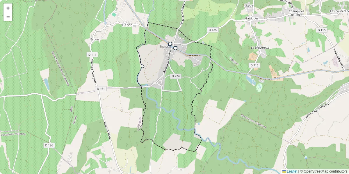Carte du réseau de transport en commun à Foissac - lignes de bus et arrêts