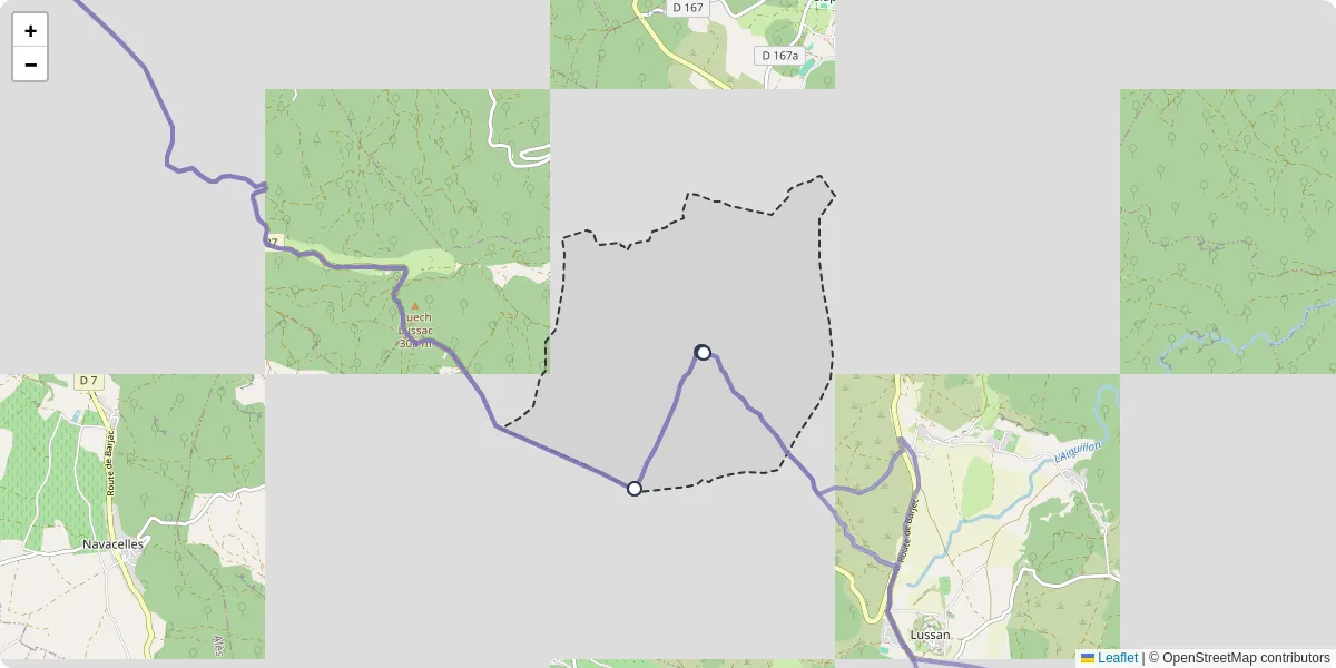 Carte du réseau de transport en commun à Fons-sur-Lussan - lignes de bus et arrêts