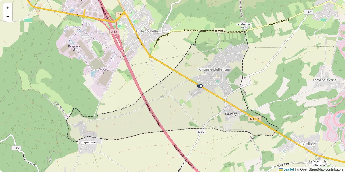 Carte du réseau de transport en commun à Fontaine-Bellenger - lignes de bus et arrêts